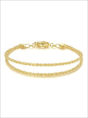 14K Gold Plated Rope Bracelet for Women Layered Chain